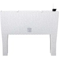 Prosperplast Bloembak/plantenbak op poten Rato - met irrigatiesysteem - wit - 60 x 25 x 46 cm - Plantenbakken