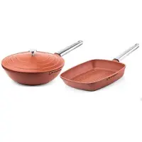 WESTINGHOUSE Pannenset Performance (Wokpan + Grillpan) ø 28 cm - Rood - Inductie en alle andere warmtebronnen