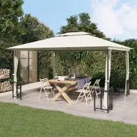 The Living Store De Living Store paviljoen met zijwanden en dubbel dak, afmetingen 3x4 meter, kleur crème