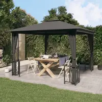The Living Store De Living Store paviljoen met zijwanden en dubbel dak, afmetingen 3x3 meter, kleur antraciet