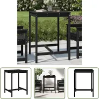The Living Store De Living Store tuintafel, zwart, 82,5x82,5x110 cm, massief grenenhout