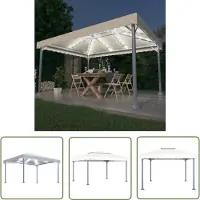 The Living Store De Living Store paviljoen met LED-lichtketting, afmetingen 400x300 cm, crèmekleurig, aluminium