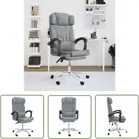 The Living Store De Living Store bureaustoel met massagefunctie, lichtgrijs, met stoffen bekleding