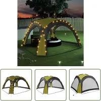 The Living Store De Living Store partytent met LED-verlichting en 4 zijwanden, groen, afmetingen 3,6x3,6x2,3 meter