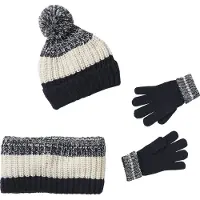 Vertbaudet Set jongens muts + snood + handschoenen in colorblock nachtblauw