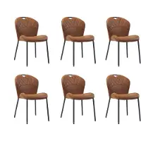 Bronx71 Stapelbare eetkamerstoel Fay eco-leer cognac - Eetkamerstoelen set van 6.
