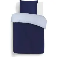 Vision Home VISION Bicolor - Tweezijdig omkeerbaar Dekbedovertrekset - 100% katoen: zacht en soepel - Eenpersoons - Dekbedovertrek 140 x 200 cm met 1 bijhorende sloop - Blauw/grijs - Oekotex gecertificeerd