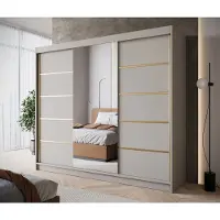 Meubella - Kledingkast Eagle - Beige - 250 cm - Met spiegel
