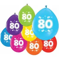 We Fiesta 24 Ballonnen 12″ 2 Zijdig bedrukt 80 jaar - Versiering Slinger Feestdecoratie Decoratie Verjaardag Jubileum Ballon Feest