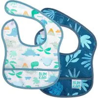 BUMKINS - Starter Bib | Baby Slab (2 stuks) - Dinosaurs & Blue Tropic (3-9 maanden)