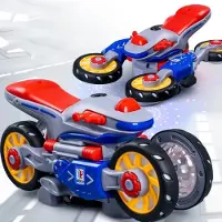 Yj OodBlue-Roterend Motorspeelgoed met Automatische Vervorming – Volledig Bewegingsbereik, Kleurrijke Lichten en Geluidseffecten, Educatief Speelgoed