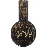 Still - Glazen Vaas Bol - Black Puma - Cheetah - Bruin Zwart - 20x36 cm