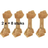 Flamingo rawhide ** 2 X ** knoopbeen 12 cm 4 stuks - 180 gr = 360 gr - 8 st. tandverzorgend.