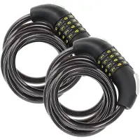Merkloos 2x Topkwaliteit Zwarte Fietssloten Set met Cijfer- en Kabelslot - Anti-Diefstal, Lichtgewicht (170g), 180cm x 10mm