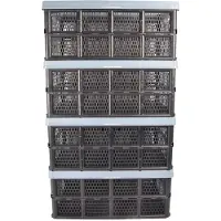 Merkloos Blauwe Vouwkrat 32 Liter van Gerecycled Plastic Set Van 4 50cm x 21cm x 33cm Multifunctionele Opvouwbare Opbergbox