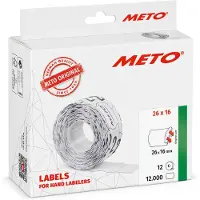 Meto Etikett Meto 26x16mm weiß permanent 1000Stk/Rolle 12Rolle/Pack - (12 Stk.)