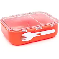 FruitFriends Lunchbox - 19x14,5x6cm - Koraal - Kunststof - Vershouddoos inc vork