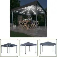 The Living Store De Living Store paviljoen met LED-lichtketting, 300x300 cm, antracietkleurig aluminium