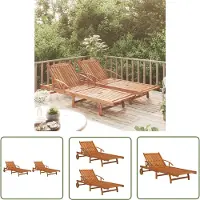 The Living Store Ligbedden 2 st massief acaciahout - Ligbed - Loungebed - Acacia Hout - Tuinset - Tuinmeubel