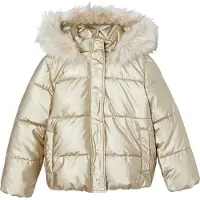Vertbaudet Donsjack met capuchon voor meisjes met fleece voering goud