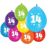 We Fiesta 24 Ballonnen 12″ 2 Zijdig bedrukt 14 jaar - Versiering Slinger Feestdecoratie Decoratie Verjaardag Jubileum Ballon Feest
