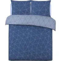 Vision Home VISION Hugo - Tweezijdig omkeerbaar Dekbedovertrekset - 100% katoen: zacht en soepel - Kingsize - Dekbedovertrek 260 x 240 cm met 2 bijhorende slopen - Blauw - Oekotex gecertificeerd