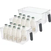 Excellent houseware Koelkast/keuken organizer mand/bak - 3x - transparant - kunststof - L31 x B18 x H11 cm - groente/fruit lade - 6 liter