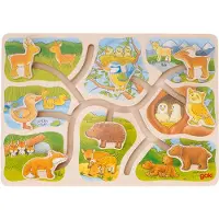 Goki Schuifpuzzel - Wie Hoort Bij Wie - 30X21X2,4Cm - Educatief - 2 Jaar