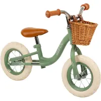 HUFFY loopfiets vintage groen 10 inch met mandje en luchtbanden.