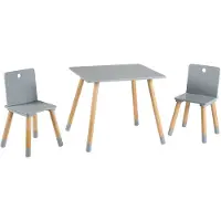 Roba Houten kindertafel met 2 stoeltjes (Grijs)