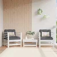 The Living Store Tuinset - Tuinstoelen - Tuinstoelen met kussens 2 st massief grenenhout wit - Lounge Stoel - Hout Tuinstoel - Grenenhout