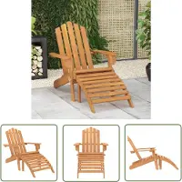 The Living Store Adirondack Stoel - Tuinstoel - Adirondack tuinstoel met voetensteun massief acaciahout - Lounge Stoel - Buitentool - Tuinset