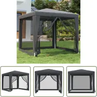 The Living Store De Living Store partytent met 4 mesh zijwanden, antraciet kleur, 2,5x2,5 meter, gemaakt van HDPE