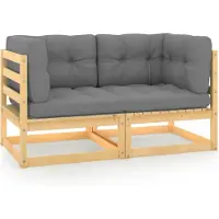 The Living Store Houten Bank - Tuinbank - Tuinbank 2-zits met kussens massief grenenhout - Lounge Set - Buitendecoratie - Terrasdecoratie