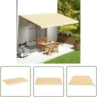 The Living Store Vervangingsdoek - Luifeldoek - Vervangingsdoek voor luifel 6x3,5 m geel en wit - Luifel - Parasol - Buitenschutting