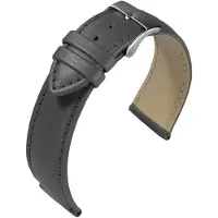 Eulit horlogeband - leer - 16 mm - grijs - metalen gesp