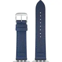 Eulit horlogeband geschikt voor Apple Watch 42/44/45/46 maat - Serie 1/2/3/4/5/6/7/8/9/10 + SE - canvas Smart - 22 mm - blauw - edelmetaal metalen gesp ZWART - incl. adapter