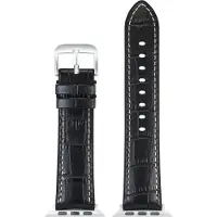 Eulit horlogeband geschikt voor Apple Watch42/44/45/46 maat - Serie 1/2/3/4/5/6/7/8/9/10 + SE - eutec belize smart - 22 mm - zwart - edel metaal metalen gesp GLANZEND - incl. adapter