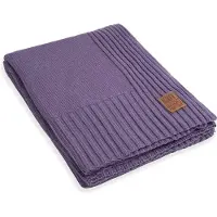 Knit Factory Uni Gebreid Plaid XL - Woondeken - plaid - Wollen deken - Kleed - Violet - 195x225 cm