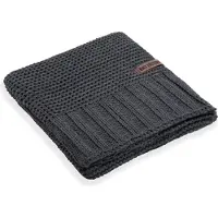 Knit Factory Vinz Gebreid Plaid - Woondeken - plaid - Wollen deken - Kleed - Antraciet - 160x130 cm