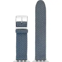 Eulit perlon horlogeband geschikt voor Apple Watch 38/40/41 maat - Serie 1/2/3/4/5/6/7/8/9/10 + SE - palma pacific smart - 20 mm - grijs - edelmetaal metalen gesp GLANZEND - incl. adapter