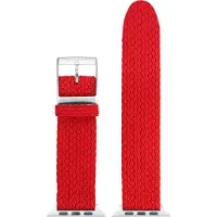 Eulit perlon horlogeband geschikt voor Apple Watch 42/44/45/46 maat - Serie 1/2/3/4/5/6/7/8/9/10 + SE - palma pacific smart - 22 mm - rood - metalen gesp - incl.adapter