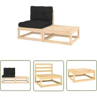 The Living Store Houten Loungebank - Tuin Lounge Set - 2-delige Loungeset met kussens massief grenenhout - Granenhouten Bank - Outdoor Seating - Patio Furniture