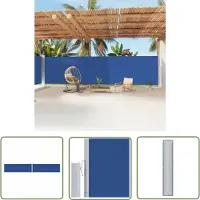 The Living Store Zijluifel Uittrekbaar Blauw 200 x 1.200 cm - UV-bestendig Polyester - Rolt automatisch op