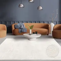 Paco Home Tapijt Woonkamer Kortpolig Eenkleurig Design Scandi Boho Dessin 3D-Effect Crème 120x170 cm
