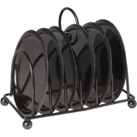 Cosy & Trendy S7 HOUDER MET 6 ONDERZETTERS ZWART 10CM