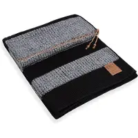 Knit Factory Roxx Gebreid Plaid - Woondeken - plaid - Wollen deken - Kleed - Zwart/Licht Grijs - 160x130 cm