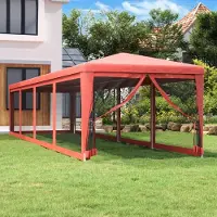 The Living Store De Living Store partytent met 10 gaaswanden, rood, 3x12 meter, HDPE