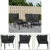 The Living Store Tuinstoel met grijze kussens 76x76x79 cm staal - Tuinstoel - Staal Tuinstoel - Lounge Stoel - Buitensteun - Tuinset