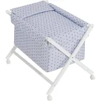 Interbaby wieg Ster junior 90 x 72 cm hout/katoen blauw/wit